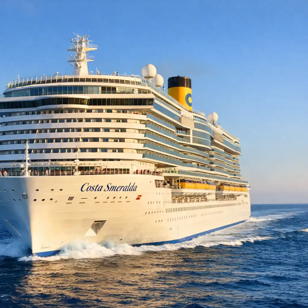 Costa Smeralda z charakterystycznym żółtym kominem na Morzu Śródziemnym